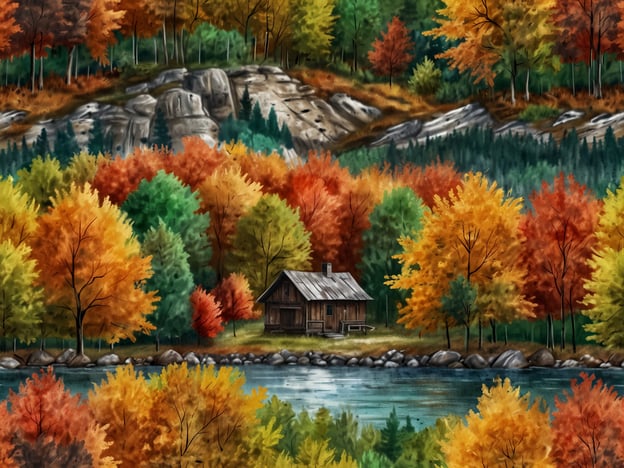Auf dem Bild ist eine idyllische Landschaft mit einer kleinen Holzhütte inmitten von bunten Baumkronen, die in den Herbstfarben leuchten. Solch eine Szenerie erinnert an beliebte Reiseziele für die Herbstferien, wie zum Beispiel:1. **Vermont, USA** – Berühmt für seine spektakulären Herbstfarben und malerischen Landschaften.2. **Bayerischer Wald, Deutschland** – Ideal für Wanderungen in einer bunten Waldlandschaft.3. **Kanada (z. B. Algonquin Provincial Park)** – Bekannt für seine atemberaubenden herbstlichen Laubfärbungen.4. **Schwarzwald, Deutschland** – Ein weiteres beliebtes Ziel mit herrlichen Wäldern und herbstlichen Ausblicken.5. **Toscana, Italien** – Während der Erntezeit strahlen die Hügel in warmen Farben.Diese Orte sind perfekt, um die Schönheit des Herbstes zu genießen!