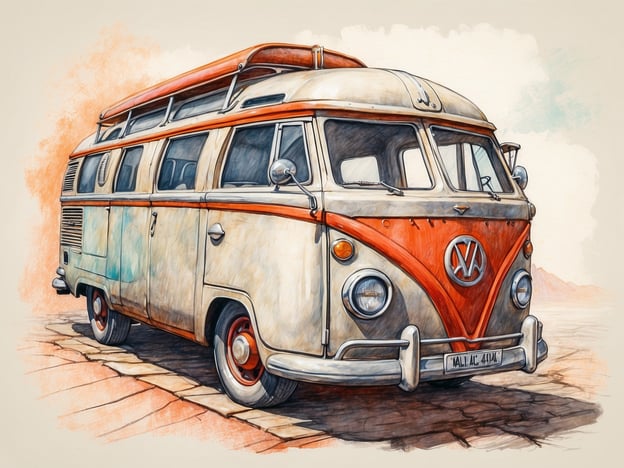 Auf dem Bild ist ein klassischer Volkswagen Bus zu sehen, der oft als VW Bulli bezeichnet wird. Dieser Fahrzeugtyp wurde erstmals in den späten 1940er Jahren eingeführt und hat sich schnell zu einem ikonischen Symbol für Freiheit und Reisen entwickelt.Die Idee für den VW Bus entstand aus der Notwendigkeit, ein multifunktionales Fahrzeug zu schaffen, das sowohl als Transportmittel für Waren als auch für Passagiere dienen konnte. Der Bulli wurde auf der Grundlage des VW Käfers entwickelt und zeichnete sich durch sein großzügiges Platzangebot, seine Vielseitigkeit und das charakteristische Design aus.Besonders in den 1960er und 1970er Jahren wurde der VW Bus ein Symbol der Hippiebewegung und der alternativen Kultur. Er wurde oft mit dem Leben auf der Straße, Abenteuerreisen und einem unkonventionellen Lebensstil assoziiert. Auch heute noch hat der Volkswagen Bus eine treue Anhängerschaft und wird häufig für nostalgische Reisen oder Campingabenteuer genutzt.Das Design des Busses hat sich im Laufe der Jahre weiterentwickelt, aber die klassischen Modelle, besonders der T1 und T2, werden bis heute von Liebhabern geschätzt und restauriert.