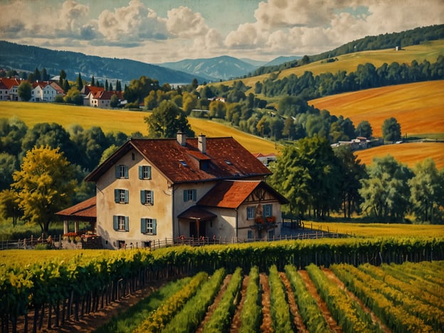 Auf dem Bild ist eine malerische Landschaft mit einem traditionellen Haus und Weinbergen zu sehen. Solche Szenen sind typisch in beliebten Herbstzielen in Deutschland, wie zum Beispiel:
1. **Rheingau**: Berühmt für seine Weinproduktion und malerischen Weinbergslandschaften, perfekt für herbstliche Weinproben.
2. **Baden-Württemberg**: Dazu gehören die Weinregionen um Stuttgart und Freiburg, wo man die bunten Blätter der Reben genießen kann.
3. **Franken**: Bekannt für seine Weinfeste im Herbst und die wunderschöne, ländliche Umgebung.
4. **Moselgebiet**: Berühmt für seine Steillagen und malerischen Dörfer, die im Herbst eine atemberaubende Kulisse bieten.
Diese Regionen laden ein zu Erkundungen und dem Genuss der herbstlichen Farben.