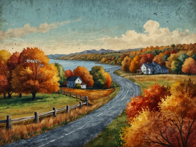 Auf dem Bild ist eine malerische Landschaft im Herbst zu sehen. Bunte Bäume in orange, rot und gelb säumen die Straße, die zu einem ruhigen Gewässer führt. Im Hintergrund sind sanfte Hügel und ein paar Häuser sichtbar, die in die idyllische Szenerie eingebettet sind.
**Zusätzliche Spartipps für deinen Herbsturlaub:**
1. **Früh buchen**: Reserviere Unterkünfte und Flüge frühzeitig, um von günstigeren Preisen zu profitieren.
2. **Off-Peak reisen**: Vermeide die Hauptreisezeiten, um niedrigere Preise und weniger Menschenmengen zu genießen.
3. **Lokale Küche**: Iss in örtlichen Restaurants oder Märkten, um authentische Gerichte zu probieren und Geld zu sparen.
4. **Natur genießen**: Kostenlose Aktivitäten wie Wandern oder Radfahren in der Natur können wunderbar sein und deinen Geldbeutel schonen.
5. **Rabatte nutzen**: Schau nach speziellen Angeboten oder Rabatten für Sehenswürdigkeiten und Aktivitäten.
Viel Spaß bei deinem Herbsturlaub!