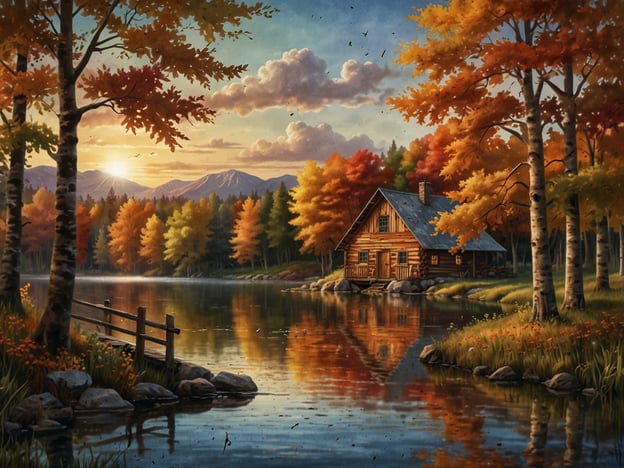 Auf dem Bild ist eine malerische Landschaft zu sehen, die eine gemütliche Holzhütte am Ufer eines ruhigen Sees zeigt. Die Umgebung ist von bunten Herbstbäumen geprägt, die in warmen Orangetönen leuchten. Die Berge im Hintergrund und der Sonnenuntergang verleihen der Szene eine friedliche und idyllische Atmosphäre.Hier sind die **Top 5 Seen für unvergessliche Herbstferien**:1. **Plitvicer Seen, Kroatien**: Berühmt für seine atemberaubenden Wasserfälle und die farbenfrohe Flora, besonders im Herbst.2. **Lake Bled, Slowenien**: Mit seiner malerischen Insel und der Burg bietet dieser See eine traumhafte Herbstkulisse.3. **Lake Tahoe, USA**: Umgeben von bunten Wäldern und majestätischen Bergen, perfekt für Outdoor-Aktivitäten.4. **Lago di Braies, Italien**: Dieser smaragdgrüne See ist besonders im Herbst ein beliebter Fotospot.5. **Müritz, Deutschland**: Der größte Binnensee Deutschlands, ideal für naturnahe Aktivitäten und entspannende Tage.Diese Seen bieten beeindruckende Naturlandschaften und eine perfekte Kulisse für unvergessliche Herbstferien.