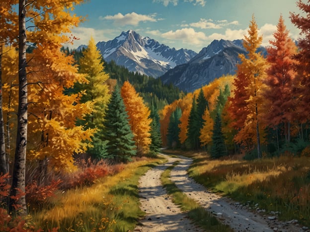 Auf dem Bild ist eine malerische Landschaft mit einem Wanderweg zu sehen, der von bunten Laubbäumen gesäumt ist. Die Farben der Blätter variieren von Gelb bis Orange und Rot, was typisch für den Herbst ist. Im Hintergrund erheben sich majestätische Berge unter einem klaren Himmel.Diese Szene erinnert an einige der besten Wanderregionen für den Herbst, wie zum Beispiel:1. **Der Schwarzwald**: Bekannt für seine dichten Wälder und herbstliche Farben.2. **Die Alpen**: Bieten atemberaubende Ausblicke und zahlreiche Wanderwege durch farbenfrohe Landschaften.3. **Der Harz**: Mit seinen malerischen Dörfern und dichten Wäldern ist er ideal für herbstliche Wanderungen.4. **Die Sächsische Schweiz**: Berühmt für ihre spektakulären Felsformationen und lebhaften Herbstfarben.Jede dieser Regionen lädt dazu ein, die natürliche Schönheit des Herbstes zu erleben.