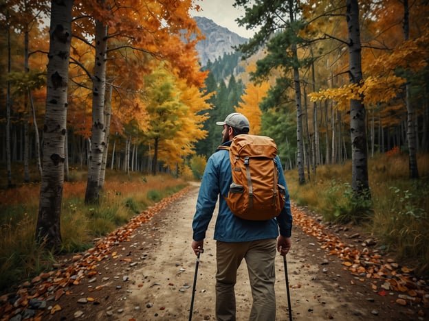 Auf dem Bild sieht man einen Wanderer, der auf einem Weg durch einen herbstlichen Wald geht. Die Bäume sind in warmen Farben wie Gelb, Orange und Rot gehalten, was die Schönheit der Herbstlandschaft betont.Beim Wandern in dieser Jahreszeit ist Nachhaltigkeit besonders wichtig. Man sollte darauf achten, die Natur zu respektieren, indem man auf markierten Wegen bleibt, um die Vegetation nicht zu schädigen. Auch das Mitnehmen von Müll und die Verwendung von umweltfreundlicher Ausrüstung tragen dazu bei, die Landschaft zu schützen. Außerdem kann man versuchen, lokale Wandergebiete zu besuchen, um den CO2-Ausstoß durch Anfahrten zu minimieren. So kann man die frische Luft und die Farbenpracht des Herbstes genießen, ohne der Natur zu schaden.