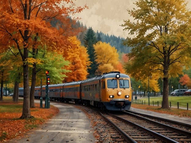 Auf dem Bild ist ein Zug zu sehen, der durch eine herbstliche Landschaft fährt, umgeben von bunten Bäumen in verschiedenen Herbstfarben. Es erinnert an eine malerische Szene, die perfekt für eine herbstliche Zugreise ist.Einige Top-Städte für Herbstreisen mit dem Zug sind:1. **München, Deutschland** – Genießen Sie die typischen Herbstfeste und die wunderschöne Natur in der Umgebung.2. **Prag, Tschechien** – Die Altstadt und die herbstliche Kulisse machen einen Besuch zu etwas Besonderem.3. **Salzburg, Österreich** – Eine romantische Stadt mit atemberaubender Herbstlandschaft.4. **Zürich, Schweiz** – Vor den Alpen bietet Zürich im Herbst eine charmante Atmosphäre.5. **Venedig, Italien** – Erleben Sie die Stadt in der ruhigeren Herbstzeit, umgeben von buntem Laub.Diese Städte bieten nicht nur schöne Herbstansichten, sondern sind auch gut mit dem Zug zu erreichen.