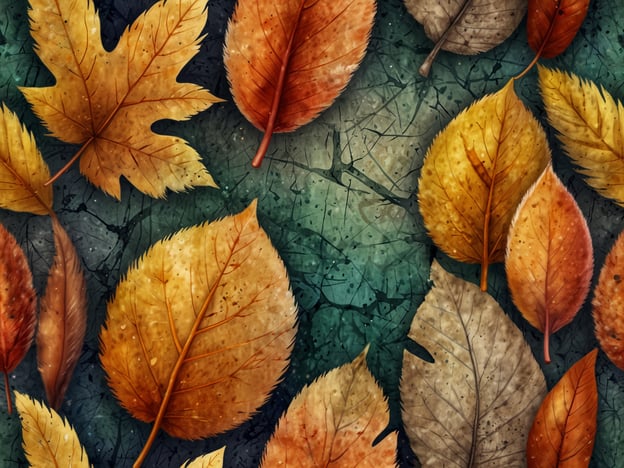 Auf dem Bild sind verschiedene herbstliche Blätter in verschiedenen Farben zu sehen, darunter Gelb, Orange und Braun. Die Blätter sind auf einem Hintergrund angeordnet, der ihnen eine natürliche und harmonische Anmutung verleiht.Fazit: Herbstliche Naturschätze erleben.