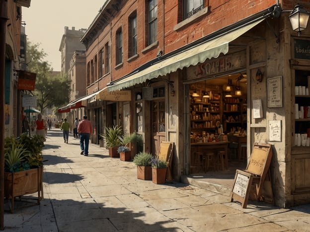 Auf dem Bild sieht man eine gesellige, charmante Straße mit historischen charmanten Gebäuden, die verschiedene kleine Läden oder Cafés beherbergen. Die Atmosphäre wirkt einladend und lebendig, ideal für einen entspannten Einkaufsbummel.
Wenn du ein Shopping-Fan bist, würde ich dir folgende regionale Geheimtipps geben:
1. **Einzelhandelsboutiquen**: Suche nach kleinen, unabhängig geführten Boutiquen, die lokale Designer und Kunsthandwerk vertreten. Oft haben diese Geschäfte einzigartige Stücke, die du anderswo nicht findest.
2. **Handwerksmärkte**: Informiere dich über Wochenmärkte oder Handwerksmessen in der Umgebung. Hier findet man oft frische Lebensmittel, Kunstwerke und handgemachte Produkte von lokalen Künstlern.
3. **Vintage- und Second-Hand-Läden**: Oft verstecken sich in den Nebenstraßen alte Schätze. Diese Geschäfte bieten nicht nur Kleidung, sondern auch Möbel und Dekorationen an, die deinem Zuhause Charakter verleihen.
4. **Cafés mit Laden**: Besuche Cafés, die auch eine kleine Auswahl an Produkten verkaufen, wie zum Beispiel regionale Snacks oder handgemachte Keramiken. Dabei kannst du entspannen und gleichzeitig Souvenirs mitnehmen.
5. **Pop-up-Stores**: Halte Ausschau nach temporären Geschäften oder Veranstaltungen, die meist kreative und innovative Produkte von Start-ups anbieten.
Viel Spaß beim Entdecken!