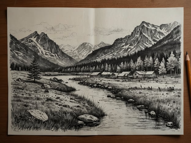 Auf dem Bild ist eine malerische Landschaft mit Bergen, einem Fluss und einer kleinen Siedlung zu sehen. Solche Szenen erinnern an die nordischen Festivals, die oft in atemberaubenden Landschaften stattfinden.Ein besonderes Beispiel ist das Midsommerfest, das in den nordischen Ländern gefeiert wird. Es wird die Sommersonnenwende gefeiert, oft mit Tänzen um einen mit Blumen geschmückten Baum und dem Gesang traditioneller Lieder.Ein weiteres bedeutendes Fest ist das Winterlichtfestival, das die Rückkehr des Lichts nach den langen, dunklen Wintermonaten feiert. Es bietet ein beeindruckendes Erlebnis mit Lichtern und Feiern in den schneebedeckten Landschaften.Solche Feste sind tief in den Traditionen verwurzelt und bringen Gemeinschaft und Natur miteinander in Einklang, was in der dargestellten Landschaft wunderbar zur Geltung kommt.