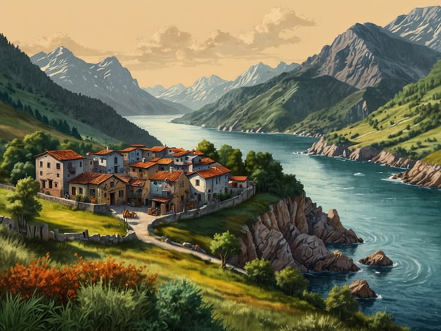 Auf dem Bild ist eine malerische Landschaft zu sehen, die ein hübsches Dorf am Ufer eines ruhigen Gewässers zeigt, umgeben von majestätischen Bergen. Die Gebäude im Dorf haben rote Dächer und sind von üppigem Grün und bunten Blumen umgeben. Die Szenerie strahlt Ruhe und natürliche Schönheit aus.
Für eine unvergessliche Erfahrung in einer solchen Umgebung könntest du folgende Tipps berücksichtigen:
1. **Frühstück im Freien**: Genießen Sie ein Frühstück auf einer Wiese mit Blick auf das Wasser und die Berge.
2. **Wanderungen planen**: Erkunde die umliegenden Bergpfade, um die atemberaubende Aussicht aus verschiedenen Perspektiven zu erleben.
3. **Fotografie**: Halte die Schönheit der Natur fest und nutze das natürliche Licht während des Sonnenaufgangs oder Sonnenuntergangs.
4. **Kulturelle Erlebnisse**: Besuche lokale Märkte oder Stücke der Kultur, um mehr über das Leben im Dorf zu erfahren.
5. **Entspannung**: Nimm dir Zeit, um einfach die Ruhe und den Frieden der Natur zu genießen, vielleicht mit einem guten Buch oder einer Tasse Tee.
Solche Aktivitäten machen deinen Besuch besonders und unvergesslich!