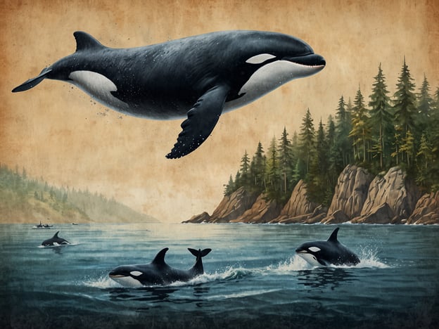 Auf dem Bild sind mehrere Orcas (Schwertwale) zu sehen, die in den Gewässern rund um Vancouver Island schwimmen. Die majestätischen Tiere scheinen zusammen zu jagen oder zu spielen, was ein typisches Verhalten für diese sozialen Meeressäuger ist.Vancouver Island ist bekannt für seine Orca-Populationen, und viele Tierbeobachtungen konzentrieren sich auf die beeindruckenden Sprünge und das Spielverhalten dieser Wale. Die üppige Küstenlandschaft mit ihren Wäldern und Felsen im Hintergrund schafft eine wunderschöne Kulisse für diese Szene. Es ist ein beliebtes Ziel für Walbeobachtungen, da Besucher die Chance haben, diese faszinierenden Tiere in ihrem natürlichen Lebensraum zu erleben.