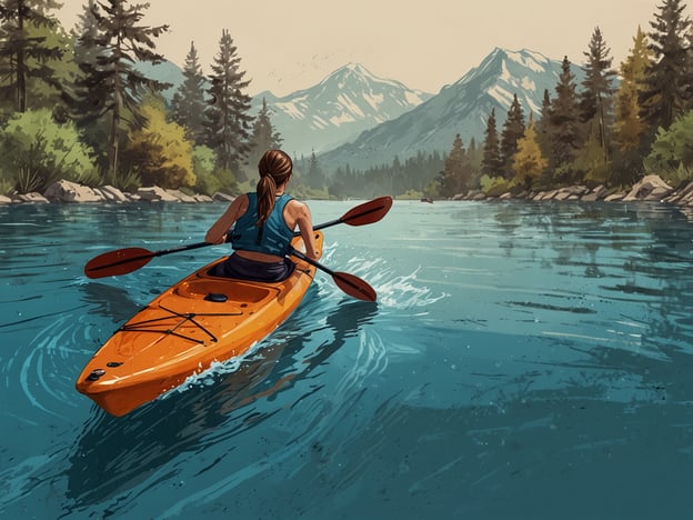 Auf dem Bild ist eine Person zu sehen, die in einem orangefarbenen Kajak auf einem ruhigen Gewässer paddelt, umgeben von einer schönen Landschaft mit Bergen und Bäumen.Für Wassersportliebhaber sind folgende Aktivitäten besonders empfehlenswert:1. **Kajakfahren**: Wie im Bild zu sehen, eine großartige Möglichkeit, die Natur zu erkunden und gleichzeitig aktiv zu sein.2. **Stand-Up-Paddling**: Bietet eine fantastische Sicht auf die Umgebung und ist ein effektives Training für den Rumpf.3. **Schwimmen**: Perfekt für warme Tage und um sich im Wasser abzukühlen.4. **Segeln**: Ideal für Abenteuerlustige, die das Segeln erlernen oder genießen möchten.5. **Windsurfen**: Kombiniert das Fahren auf dem Wasser mit einem aufregenden Winderlebnis.Diese Aktivitäten bieten eine Mischung aus Abenteuer und Entspannung in der Natur.