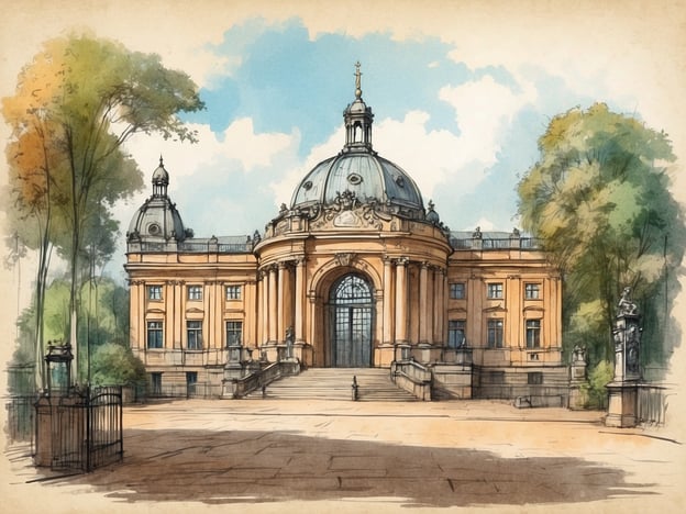 Auf dem Bild ist ein historisches Gebäude zu sehen, das architektonisch beeindruckend gestaltet ist. Es könnte sich um das Eingangsgebäude des Zoos in Dresden handeln, das eine lange Geschichte hat. Der Zoo wurde 1861 eröffnet und ist der älteste Zoo Deutschlands. Er hat sich im Laufe der Jahre stark entwickelt und bietet heute eine Vielzahl von Tierarten aus aller Welt.Das betrachtete Gebäude könnte die Eintrittshalle sein, die Besuchern einen ersten Eindruck von den vielfältigen Tieren und Erlebnissen bietet, die der Zoo zu bieten hat. Die architektonische Schönheit und die Umgebung mit den Bäumen treiben ein Gefühl der Naturverbundenheit und des Erlebens von Tieren im Einklang mit der Umgebung hervor.
