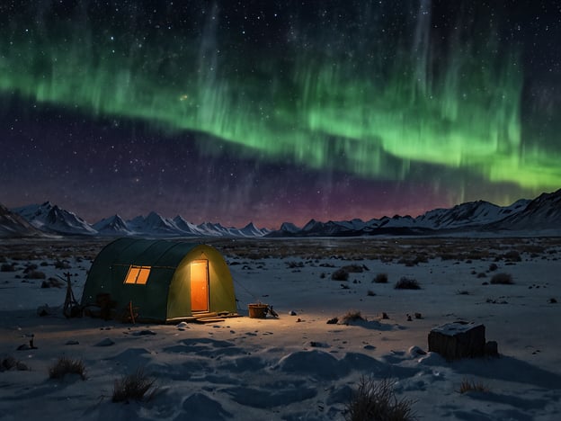Auf dem Bild ist ein Zelt in einer winterlichen Landschaft zu sehen, unter einem wunderschönen Himmel mit Polarlichtern, die in Grüntönen leuchten. Um die Polarlichter optimal zu beobachten, hier einige Tipps:1. **Gehen Sie in abgelegene Gebiete**: Suchen Sie sich einen Ort fernab von Stadtlichtern, um ein klareres Sichtfeld zu haben.2. **Wählen Sie die richtige Jahreszeit**: Die besten Monate zur Beobachtung sind oft von September bis April, wenn die Nächte länger sind.3. **Überprüfen Sie die Wetterbedingungen**: Suchen Sie nach klaren Nächten mit wenig bis keiner Bewölkung.4. **Planen Sie Ihre Beobachtung für die richtige Zeit**: Polarlichter sind häufig zwischen 22 und 02 Uhr aktiv.5. **Fotografieren Sie bei langen Belichtungszeiten**: Wenn Sie Fotos machen möchten, verwenden Sie eine Kamera mit der Möglichkeit von längeren Belichtungszeiten für bessere Ergebnisse.6. **Warm anziehen**: Tragen Sie warme Kleidung, da es in den Beobachtungsgebieten sehr kalt werden kann.