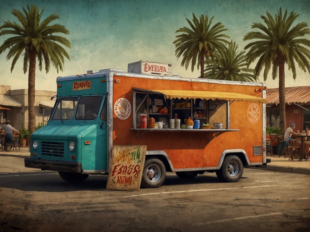 Auf dem Bild ist ein bunter Food Truck zu sehen, der auf einer Straße unter Palmen steht. Solche Food Trucks sind in Los Angeles sehr beliebt und bieten eine Vielzahl kulinarischer Highlights.
Einige der typischen Speisen, die man in den Food Trucks von LA finden kann, sind:
- **Tacos**: Besonders die aus traditionellen Familienrezepten zubereiteten Varianten.
- **Burritos**: Oft gefüllt mit frischen Zutaten und vielseitigen Füllungen.
- **Korean BBQ**: Eine Fusion, die koreanische Aromen mit amerikanischen Essgewohnheiten kombiniert.
- **Veggie-Optionen**: In LA gibt es auch viele Trucks, die gesunde, pflanzliche Gerichte anbieten.
Die Atmosphäre rund um die Food Trucks, oft mit Sitzgelegenheiten im Freien, trägt zusätzlich zum Erlebnis bei und macht sie zu einem beliebten Ziel für Einheimische und Touristen.
