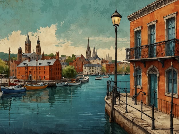 Auf dem Bild ist eine malerische Hafenlandschaft zu sehen, mit historischen Gebäuden, Kirchen mit hohen Türmen und verschiedenen Booten im Wasser. Diese Szenerie könnte ein typische Darstellung einer Küstenstadt sein.Wenn du Boston besuchst, hier einige Tipps:1. **Freedom Trail:** Folge dem historischen Pfad, der zu vielen wichtigen Stätten führt.2. **North End:** Genieße authentische italienische Küche in einem der vielen Restaurants.3. **Boston Common:** Ein großartiger Ort zum Entspannen und für Picknicks.4. **Harvard University:** Besuche den Campus und erkunde die bibliothek.5. **Fenway Park:** Wenn du Baseball magst, schau dir ein Spiel der Red Sox an.Viel Spaß in Boston!