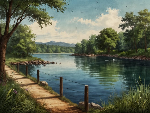 Auf dem Bild ist eine friedliche, natürliche Landschaft zu sehen, die einen Fluss oder einen See darstellt. Umgeben von einer üppigen Vegetation mit Bäumen und Sträuchern, spiegelt das Wasser die malerische Umgebung wider und vermittelt ein Gefühl von Ruhe. Ein schmaler Weg führt entlang des Wassers, was zum Erkunden der Natur einlädt.Die Rolle der Natur in Seattles Atmosphäre ist entscheidend. Die Stadt ist bekannt für ihre beeindruckende Landschaft mit Bergen, Wäldern und Gewässern, die eine harmonische Verbindung zwischen urbanem Leben und natürlicher Schönheit schaffen. Diese Elemente fördern nicht nur das Wohlbefinden der Einwohner, sondern ziehen auch Touristen an, die die Ruhe und die malerischen Ausblicke genießen möchten. In dieser harmoniebetonten Umgebung findet man eine Balance zwischen Natur und Stadtleben, die für die Identität Seattles charakteristisch ist.