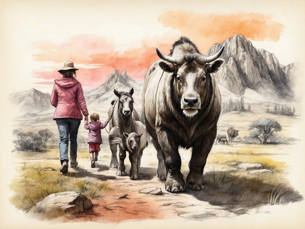 Auf dem Bild ist eine Familie zu sehen, die einen Spaziergang in einer natürlichen Umgebung macht, möglicherweise in einer Landschaft mit Bergen und Tieren. Um ihren Besuch im Opel-Zoo zu planen, könnten folgende Tipps nützlich sein:1. **Tierbeobachtungen**: Der Opel-Zoo bietet eine Vielzahl von Tieren, die man hautnah erleben kann. Informieren Sie sich im Voraus über Fütterungszeiten, um besondere Momente zu erleben.2. **Wanderwege**: Der Zoo hat gut ausgeschilderte Wege, die es ermöglichen, die Tiere in einer angenehmen Atmosphäre zu beobachten. Genießen Sie die Natur und nehmen Sie sich Zeit für die Erkundung.3. **Picknickplätze**: Für Familien sind die Picknickplätze ideal, um gemütliche Pausen einzulegen. Bringen Sie eigene Snacks mit oder nutzen Sie die gastronomischen Angebote im Zoo.4. **Kinderspielplätze**: Der Opel-Zoo hat spezielle Bereiche für Kinder, wo sie spielen und sich austoben können, während die Erwachsenen entspannen.5. **Barrierefreiheit**: Achten Sie darauf, dass viele Wege im Zoo barrierefrei sind, was den Besuch für alle Gäste angenehm macht.Viel Spaß bei Ihrem Besuch im Opel-Zoo!