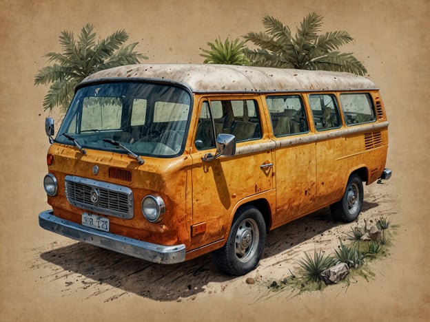 Auf dem Bild ist ein alter gelber Minivan zu sehen, der in einer natürlichen Umgebung steht, umgeben von Pflanzen und möglicherweise einem kargen Landschaftsraum. In Bezug auf nachhaltigen Tourismus könnte dieser Minivan symbolisch für umweltfreundliche Reisen stehen, die darauf abzielen, die Natur zu respektieren und die lokale Umwelt zu schonen. Solche Fahrzeuge könnten in ökologischen Reiseprojekten eingesetzt werden, um Menschen zu den Sehenswürdigkeiten zu bringen, ohne dabei negative Auswirkungen auf die Landschaft oder die Tierwelt zu verursachen.Im Kontext des Naturschutzes könnte das Bild auch daran erinnern, wie wichtig es ist, die natürlichen Ressourcen zu schützen, während man die Schönheit der Natur erlebt. Nachhaltiger Tourismus fördert einen verantwortungsvollen Umgang mit der Umwelt, indem er den Erhalt von lebendigen Ökosystemen und den Schutz der Biodiversität unterstützt.