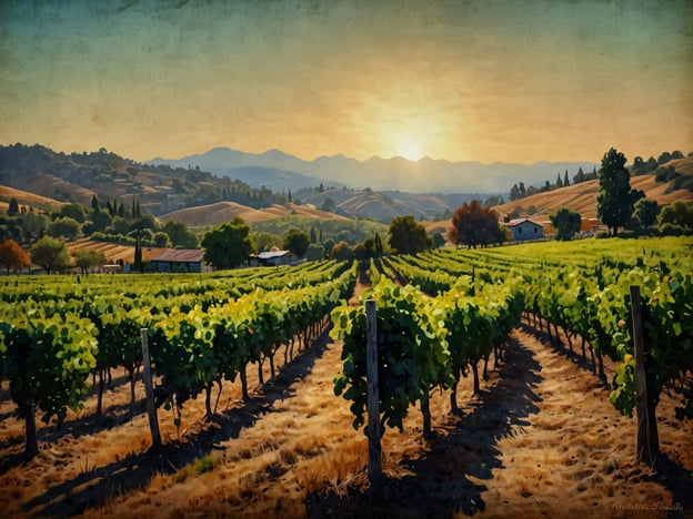 Auf dem Bild sind weite Weinberge im Napa Valley zu sehen. Im Vordergrund sind Reihen von Weinreben zu erkennen, die sich durch die sanften Hügel des Tals schlängeln. Im Hintergrund erhebt sich die malerische Landschaft, durchzogen von sanften Bergen und Bäumen. Der Himmel ist in warmen Tönen eingefärbt, was auf einen Sonnenuntergang hinweist und die gesamte Szene mit einem goldenen Licht überzieht.Fazit: Warum Napa Valley ein Muss ist. Napa Valley verzaubert mit seiner atemberaubenden Landschaft, erstklassigen Weingütern und einer Vielzahl von Aktivitäten. Es ist nicht nur ein Ort für Weinliebhaber, sondern bietet auch kulinarische Höhepunkte, malerische Wanderungen und kulturelle Erlebnisse. Die Schönheit der Natur in Kombination mit den exquisiten Weinen macht Napa Valley zu einem einzigartigen Reiseziel.