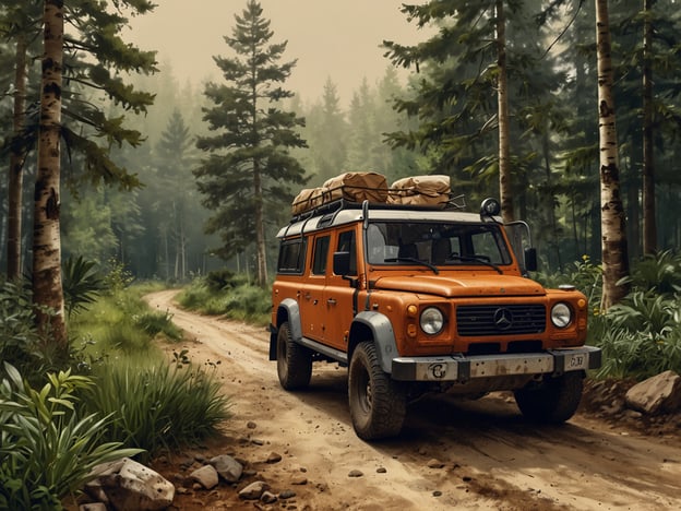 Auf dem Bild ist ein orangefarbener Geländewagen zu sehen, der auf einem schmalen Waldweg fährt, umgeben von grünen Bäumen und dichter Vegetation. In einem Nationalpark ist es wichtig, die Umwelt nachhaltig zu nutzen und den Naturschutz zu fördern. Fahrzeuge wie dieses können negative Auswirkungen auf die Natur haben, wenn sie nicht verantwortungsbewusst eingesetzt werden.Um die Biodiversität und die natürlichen Lebensräume zu schützen, sollten Besucher darauf achten, nur ausgewiesene Wege zu nutzen und respektvoll mit der Natur umzugehen. Nachhaltige Praktiken im Nationalpark, wie das Minimieren von Abfall und das Vermeiden von Lärm, sind entscheidend, um die natürliche Schönheit und die Artenvielfalt für zukünftige Generationen zu bewahren.