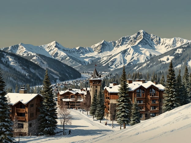 Auf dem Bild ist eine winterliche Landschaft zu sehen, die von schneebedeckten Bergen und einer idyllischen Skiregion geprägt ist. Die Gebäude im Vordergrund haben alpine Architektur, die typisch für Skiorte ist, und umgeben von immergrünen Tannenbäumen.
Vail ist eines der bekanntesten Skigebiete in den USA, gelegen in Colorado. Es bietet eine große Vielfalt an Pisten für alle Schwierigkeitsgrade und zieht sowohl Ski- als auch Snowboardfahrer an. Mit über 5.300 Acres an präparierten Pisten, mehr als 300 Tagen Sonnenschein im Jahr und einem charmanten Dorfbewusstsein ist Vail sowohl für Anfänger als auch für erfahrene Wintersportler attraktiv. Neben Skifahren bietet Vail auch zahlreiche Freizeitmöglichkeiten wie Après-Ski, Einkaufsmöglichkeiten und erstklassige Restaurants, die die Erfahrung im Skigebiet bereichern.