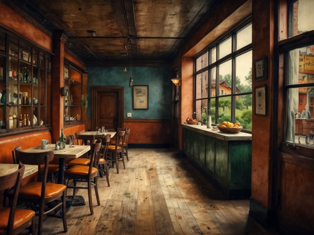 Auf dem Bild ist ein gemütliches und einladendes Restaurant oder Café zu sehen. Der Raum hat eine warme Farbpalette mit orangefarbenen und blauen Wänden sowie Holzmöbeln. Es gibt Tische mit Stühlen, einige Getränke auf den Tischen und eine lange Fensterbank mit frischen Früchten.
### Tipps für den perfekten Besuch:
1. **Reservierung**: Wenn möglich, reserviere im Voraus, besonders an Wochenenden oder Feiertagen.
2. **Pünktlichkeit**: Sei rechtzeitig, um einen Stressfaktor zu vermeiden und das Ambiente in Ruhe zu genießen.
3. **Spezialitäten probieren**: Frage nach den Spezialitäten des Hauses oder Empfehlungen des Personals.
4. **Gemütliche Atmosphäre**: Nimm dir Zeit, um die Atmosphäre zu genießen. Setze dich in eine ruhige Ecke, wenn es das erlaubt.
5. **Freundlichkeit**: Höflichkeit und Dankbarkeit gegenüber dem Personal können den Besuch angenehmer machen.
6. **Fotos**: Mache gerne ein paar Fotos des schönen Ambientes, aber achte darauf, andere Gäste nicht zu stören.
7. **Zahlungsoptionen**: Informiere dich über die Zahlungsmethoden im Voraus, um Missverständnisse zu vermeiden.
Viel Spaß beim Besuch!
