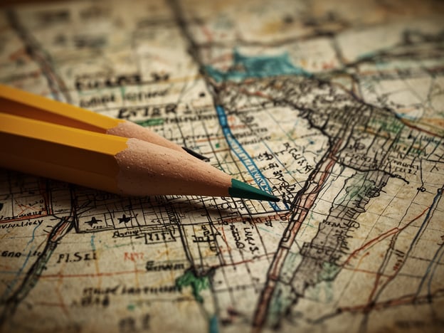 Auf dem Bild ist eine alte Landkarte zu sehen, auf der ein gelber Bleistift liegt. Diese Darstellung vermittelt das Gefühl von Reisevorbereitung und Erkundung.**Reiseplanung und Tipps für deinen Besuch:**1. **Ziele auswählen**: Nutze die Karte, um interessante Reiseziele auszuwählen. Markiere Orte, die du besuchen möchtest.2. **Routen planen**: Zeichne deine geplanten Routen auf der Karte ein, um die bequemsten Transportmittel zu bestimmen und die besten Wege zu finden.3. **Sehenswürdigkeiten eintragen**: Notiere dir Sehenswürdigkeiten, Restaurants und andere Attraktionen, die du besuchen möchtest.4. **Örtliche Gegebenheiten recherchieren**: Schaue dir die Umgebung genauer an, um eventuelle Unterkünfte, Geschäfte oder Freizeitmöglichkeiten in der Nähe deiner Ziele zu entdecken.5. **Flexibilität bewahren**: Denn auch wenn du einen Plan hast, lohnt es sich, offen für spontane Entdeckungen und lokale Empfehlungen zu sein.6. **Reiseführer verwenden**: Ergänze deine Karte mit einem Reiseführer oder Online-Ressourcen, um mehr über die Kultur und Geschichte der Orte zu erfahren.Mit dieser Vorgehensweise kannst du sicherstellen, dass du das Beste aus deiner Reise herausholst!