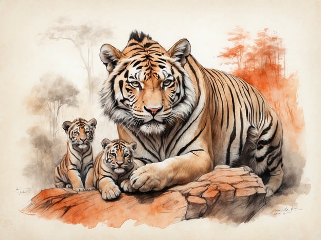Auf dem Bild sind ein erwachsener Tiger und zwei Tigerjungen zu sehen. Diese Tiere könnten durch die Geschichte des Tierparks Nordhorn besonders interessant sein, da der Park bekannt dafür ist, verschiedene Tierarten artgerecht zu halten und zu züchten. Der Tierpark hat in der Vergangenheit verschiedene Zuchtprogramme durchgeführt, um bedrohte Arten zu unterstützen. Tiger sind dabei oft ein Schwerpunkt, da ihre Population in freier Wildbahn gefährdet ist.Der Tierpark Nordhorn engagiert sich nicht nur für den Erhalt dieser majestätischen Tiere, sondern bietet auch Bildungsprogramme für die Besucher an, um das Bewusstsein für den Schutz von Wildtieren zu stärken.