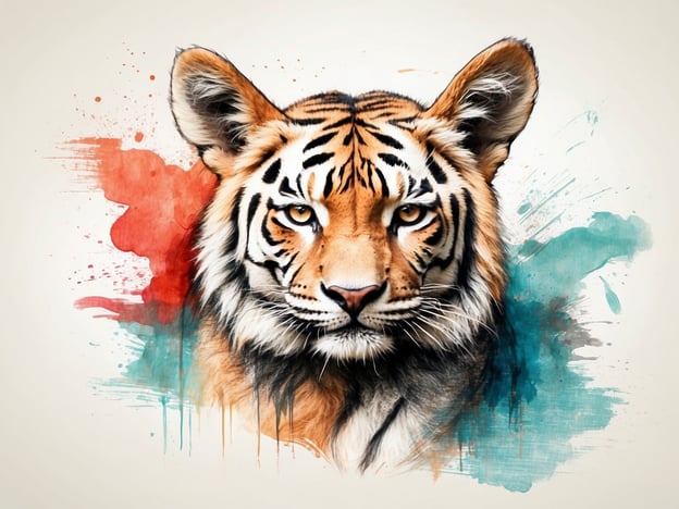 Auf dem Bild ist das Gesicht eines Tigers zu sehen, umgeben von farbigen Spritzern, die eine künstlerische Darstellung schaffen.Tierschutz und -rechte sind in diesem Kontext von großer Bedeutung, da Tigers in ihrem natürlichen Lebensraum gefährdet sind. Die Zerstörung ihres Lebensraums und illegale Wilderei gefährden ihre Populationen. Es ist wichtig, für den Schutz dieser majestätischen Tiere einzutreten und ihre natürlichen Lebensräume zu bewahren, um ihr Überleben zu sichern und ihnen ein möglichst artgerechtes Leben zu ermöglichen.