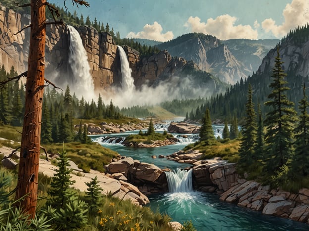 Das Bild zeigt eine malerische Landschaft mit wunderschönen Wasserfällen, die von majestätischen Felsen umgeben sind. Es fließt ein klarer Bach durchs Grün, wobei sich kleine Fälle und Felsen entlang des Wassers erstrecken. Die Umgebung ist geprägt von dichten, hohen Nadelbäumen und sanften Hügeln im Hintergrund, was ein Gefühl von Ruhe und Erhabenheit vermittelt.Das Mountain Pine Ridge Forest Reserve in Belize ist ein bemerkenswerter Naturraum, bekannt für seine beeindruckenden Landschaften, dichten Wälder und Wasserfälle. Es bietet eine Vielzahl von Aktivitäten wie Wandern, Vogelbeobachtung und Erkundung der einheimischen Flora und Fauna. Die Region ist nicht nur ein Ort für Naturliebhaber, sondern spielt auch eine wichtige Rolle im Ökosystem Belizes.