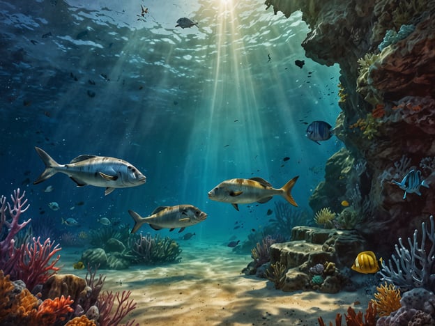 Das Bild zeigt eine wunderschöne Unterwasserlandschaft mit verschiedenen Fischen und bunten Korallen. Sonnenstrahlen durchdringen das Wasser und schaffen eine bezaubernde Atmosphäre.
In den Schnorchel-Erlebnissen auf South Water Caye kann man solche faszinierenden Szenen entdecken. Hier haben Besucher die Möglichkeit, die bunte Unterwasserwelt zu erkunden, schwimmende Fische zu beobachten und die beeindruckenden Korallenriffe hautnah zu erleben. Es ist ein wahres Paradies für Schnorchelfreunde und Naturliebhaber.