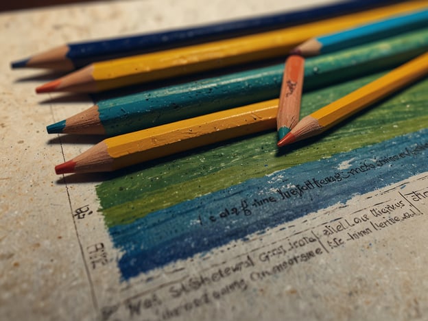 Auf dem Bild sind bunte Bleistifte und ein gemaltes Farbexperiment auf Papier zu sehen. Diese Materialien regen dazu an, kreativ zu sein und Kunst zu schaffen, was als eine Form des Ausdrucks und des Lernens betrachtet werden kann.Im Sinne der Erhaltungsmaßnahmen ist es wichtig, umweltfreundliche Materialien zu verwenden, wie zum Beispiel Buntstifte aus nachhaltig gewonnenem Holz oder recyceltem Material. Auch das Papier sollte aus umweltfreundlichen Quellen stammen. Zudem sollte beim Malen darauf geachtet werden, Abfälle zu minimieren und die verwendeten Farben auf ihre Umweltverträglichkeit zu überprüfen.Ein bewusster Umgang mit Kunstmaterialien fördert nicht nur die Kreativität, sondern trägt auch aktiv zum Schutz unserer Umwelt bei.