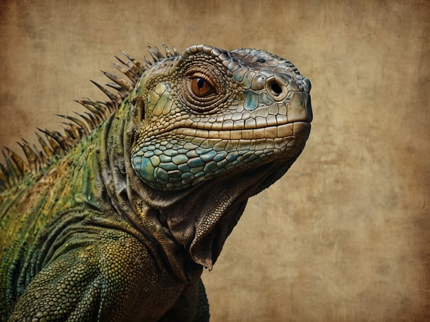 Das Bild zeigt offenbar einen Leguan, der aufgrund seiner morphologischen Merkmale und seiner Farbgebung möglicherweise einer spezifischen Art angehört. Leguane sind eine Familie von Echsen (Iguanidae), die vor allem in den tropischen und subtropischen Regionen Amerikas vorkommen. Diese Reptilien sind bekannt für ihre Fähigkeit, sich an verschiedene Lebensräume anzupassen, sei es in Wäldern, Wüsten oder an Küsten.Aus wissenschaftlicher Sicht sind Leguane interessante Studienobjekte, insbesondere in den Bereichen Verhaltensforschung, Ökologie und Evolutionsbiologie. Ihre Ernährung besteht hauptsächlich aus Pflanzenmaterial, und sie spielen eine wichtige Rolle in ihren Ökosystemen, indem sie zur Verbreitung von Samen beitragen.Darüber hinaus ist der Schutz bestimmter Leguanarten, die aufgrund von Lebensraumverlust und illegalem Fangen bedroht sind, ein wichtiges Anliegen der Umweltforschung und der Artenschutzprogramme.