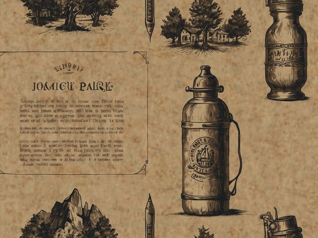 Auf dem Bild sind verschiedene Illustrationen zu sehen, die sich um historische Gegenstände und Landschaften drehen. Dazu gehören ein großer Wasserkrug, eine kleine Laterne, eine Berglandschaft und Schriftzüge, die möglicherweise Informationen über einen Ort oder eine Geschichte enthalten.**Die besten Tipps für deinen Besuch:**1. **Genau hinschauen:** Achte auf die Details der Illustrationen, um die Geschichte besser zu verstehen.2. **Hintergrundinformationen suchen:** Informiere dich über die dargestellten Objekte, um ihren historischen Kontext zu erfassen.3. **Gemütlichkeit:** Nimm dir Zeit, um die Atmosphäre zu genießen und das Bild vollständig aufzunehmen.4. **Fotografieren erlaubt:** Wenn du das Bild in echt siehst, könntest du schöne Erinnerungsfotos machen.