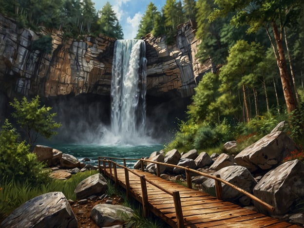 Auf dem Bild ist ein wunderschöner Wasserfall zu sehen, der aus einer hohen Klippe herabstürzt. Rund um den Wasserfall gibt es eine malerische Landschaft mit Bäumen und Felsen.Aktivitäten, die man in dieser Umgebung genießen könnte, sind:1. **Wanderungen**: Entlang der Uferlinie oder auf den Wegen, die zum Wasserfall führen, kann man die Natur genießen und die frische Luft schnappen.2. **Schwimmen**: Im klaren Wasserbereich unter dem Wasserfall könnte man sich erfrischen und schwimmen.3. **Picknicken**: An den ruhigeren Stellen in der Nähe des Wasserfalls kann man ein Picknick mit Familie oder Freunden machen.4. **Fotografieren**: Die beeindruckende Szenerie bietet zahlreiche Gelegenheiten für schöne Fotos.5. **Vögel beobachten**: In der Pflanzenwelt rund um den Wasserfall gibt es vielleicht viele Vogelarten zu entdecken.Diese Aktivitäten könnten einen erholsamen Tag in der Natur gestalten.