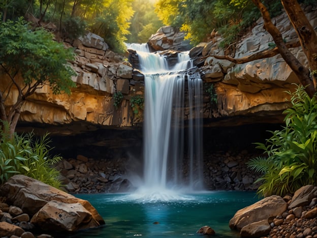 Das Bild zeigt einen wunderschönen Wasserfall, der von üppigem Grün umgeben ist. Die Szenerie strahlt Ruhe und Natürlichkeit aus, und das Wasser fließt sanft in einen klaren Teich.Ich erinnere mich an einen Besuch in einem ähnlichen Ort, wo ich an einem sonnigen Tag am Wasser gesessen habe. Das Geräusch des Wassers und die frische Luft waren unglaublich entspannend. Solche Orte sind perfekt, um dem Alltag zu entfliehen.Wenn du die Möglichkeit hast, einen Wasserfall zu besuchen, empfehle ich dir, auch etwas Zeit zum Wandern einzuplanen. Oft gibt es schöne Wanderwege, die hin zu diesen malerischen Plätzen führen. Außerdem ist es eine gute Idee, Schwimmsachen mitzunehmen, um an heißen Tagen eine erfrischende Abkühlung im Wasser zu genießen.