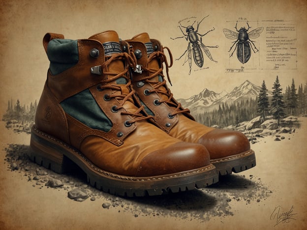 Auf dem Bild sind robuste Wanderschuhe zu sehen, die aus braunem Leder und einem grünen Stoff bestehen. Im Hintergrund sind einige Naturillustrationen wie Berge und kleine Skizzen von Insekten zu erkennen.**Praktische Tipps für deinen Besuch:**1. **Wähle die richtige Fußbekleidung:** Trage bequeme und wetterfeste Schuhe, besonders wenn du in abgelegene Gebiete wandern möchtest.2. **Achte auf das Wetter:** Überprüfe die Wettervorhersage und kleide dich entsprechend.3. **Packe ausreichend Proviant ein:** Nimm genug Wasser und Snacks mit, um während deiner Wanderung Energie zu tanken.4. **Nutze Karten oder Apps:** Informiere dich über Wanderwege und markiere deine Strecke.5. **Sicherheit geht vor:** Teile jemandem mit, wo du hingehst, und nimm ein Erste-Hilfe-Set mit.Viel Spaß bei deinem Abenteuer!
