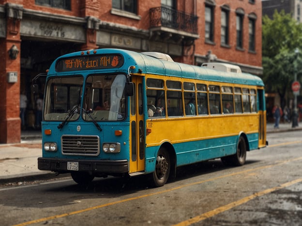 Auf dem Bild ist ein farbiger Bus zu sehen, der in einer städtischen Umgebung fährt. Die Vorderseite des Busses ist in Blau und Gelb gehalten, und es scheinen Passagiere an Bord zu sein. Im Hintergrund sind typische städtische Gebäude und Bäume sichtbar.**Praktische Tipps für deinen Aufenthalt:**1. **Öffentliche Verkehrsmittel:** Nutze den öffentlichen Nahverkehr, um die Stadt bequem und günstig zu erkunden. Achte auf die Fahrpläne und Tarife.2. **Fahrkarten kaufen:** Informiere dich, wo du Tickets kaufen kannst, sei es an Automaten, in Geschäften oder online.3. **Sicherheit:** Achte auf deine Wertsachen, insbesondere in überfüllten Bussen oder an Haltestellen.4. **Verbindungen planen:** Nutze Apps oder Websites für die Routenplanung, um die besten Verbindungen zu finden.5. **Fahrgäste beobachten:** Interagiere freundlich mit anderen Fahrgästen und bitte um Hilfe, wenn du Fragen zur Route hast.Viel Spaß bei deinem Aufenthalt!
