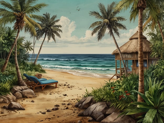 Auf dem Bild ist ein malerischer Strand zu sehen, der von Palmen und üppiger Vegetation umgeben ist. Ein Blick auf das Meer zeigt sanfte Wellen, die an den Sandstrand schlagen. In der Nähe des Wassers steht ein Holzhaus mit Strohdach, das eine einladende Atmosphäre schafft.Nachhaltiger Tourismus in Playa Hermosa könnte sich darauf konzentrieren, diese natürliche Schönheit zu bewahren, indem umweltfreundliche Praktiken gefördert und lokale Gemeinschaften in die touristischen Aktivitäten eingebunden werden. Initiativen könnten beispielsweise die Nutzung von umweltfreundlichen Materialien beim Bau von Unterkünften und die Unterstützung lokaler Unternehmen umfassen, um die Umgebung und Kultur zu erhalten.