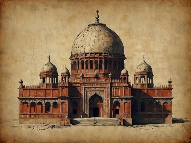 Auf dem Bild ist ein prächtiges historisches Bauwerk zu sehen, das stark an traditionell indische Architektur erinnert. Es hat eine große Kuppel sowie mehrere kleinere Türme und eine reich verzierte Fassade. Solche Strukturen sind oft mit dem Mogulstil assoziiert, der für seine kunstvollen Details und die Verwendung von roten und weißen Steinmaterialien bekannt ist.Das Bauwerk könnte mit kulturellen Traditionen verbunden sein, die religiöse oder königliche Bedeutung haben. Viele solcher Monumente in Indien sind UNESCO-Weltkulturerbestätten und zeugen von der reichen Geschichte und dem kulturellen Erbe des Landes. Sie spielen eine wichtige Rolle im kulturellen Leben, sei es durch Tourismus, Feste oder als Orte der Anbetung. حضر.