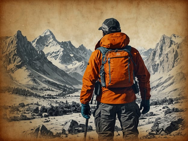Auf dem Bild ist ein Abenteurer zu sehen, der vor einer eindrucksvollen Berglandschaft steht. Er trägt eine leuchtend orangefarbene Jacke und hat einen Rucksack auf dem Rücken. Die Szene vermittelt ein Gefühl von Freiheit und Erkundung.
Für große und kleine Abenteurer könnten folgende Aktivitäten geeignet sein:
1. **Wandern**: Entdeckt gemeinsam die Natur auf einem gut markierten Wanderweg. Es gibt immer etwas Neues zu entdecken!
2. **Naturerkundung**: Kleine Abenteuerlustige können mit einem Fernglas Vögel beobachten oder kleine Tiere und Pflanzen identifizieren.
3. **Picnic im Freien**: Packt ein paar leckere Snacks ein und genießt ein Picknick mit Blick auf die Berge.
4. **Fotografie**: Nehmt eine Kamera mit und haltet die schönen Landschaften und Momente fest, die ihr erlebt.
5. **Lagerfeuer**: Wenn es die Umgebung erlaubt, könnt ihr am Abend ein kleines Lagerfeuer machen und Geschichten erzählen.
Diese Aktivitäten fördern Abenteuerlust und eine Verbindung zur Natur!