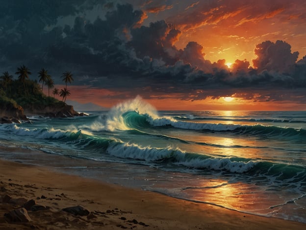 Auf dem Bild ist eine wunderschöne Küstenlandschaft mit Wellen, die an den Strand rollen, und einem beeindruckenden Sonnenuntergang zu sehen. Das Bild vermittelt eine friedliche und malerische Stimmung.In El Tunco gibt es einige der besten Surfspots, die perfekt für Surfer aller Erfahrungsstufen sind. Zum Beispiel:1. **La Bocana**: Ideal für Anfänger mit sanften Wellen.2. **El Tunco Beach**: Beliebt bei Surfern, bietet gute Wellen und eine lebhafte Atmosphäre.3. **Pick Up**: Bekannt für seine starken Wellen, geeignet für Fortgeschrittene und Profis.Diese Orte sind perfekt, um die Schönheit der Natur zu genießen und gleichzeitig im Wasser aktiv zu sein!