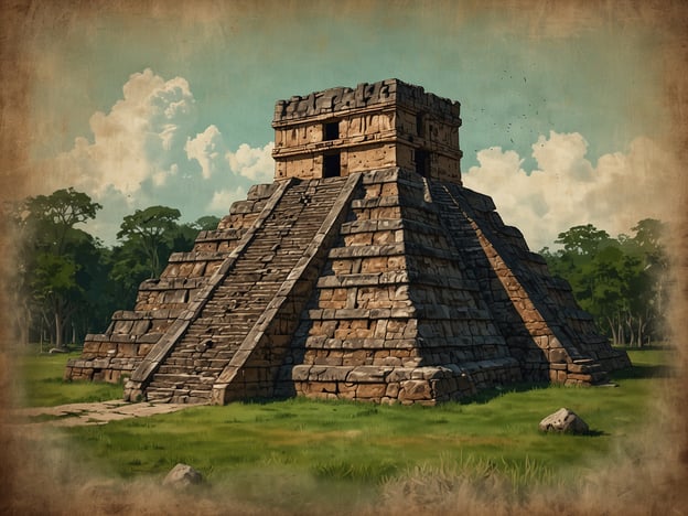 Auf dem Bild ist eine pyramidenartige Struktur zu sehen, die an die Maya-Ruinen von Tazumal erinnert. Tazumal liegt im heutigen El Salvador und war ein bedeutendes Zentrum der Maya-Kultur. Die Ruinen stammen hauptsächlich aus dem klassischen Zeitraum der Maya, etwa zwischen 100 und 900 n. Chr.Tazumal ist bekannt für seine markanten Pyramiden und Tempel, die zu religiösen Zeremonien und als Grabstätten genutzt wurden. Die Hauptpyramide, die "Pyramide von Tazumal", weist einige bemerkenswerte architektonische Elemente auf, darunter Stufen und eine Plattform auf der Spitze, die für die Maya von großer religiöser Bedeutung waren. Während der Blütezeit war Tazumal ein wichtiges Handelszentrum und hatte enge Verbindungen zu anderen Maya-Städten.Heute sind die Ruinen nicht nur ein faszinierendes Zeugnis der Maya-Zivilisation, sondern auch ein wichtiger Ort für archäologische Studien und Tourismus. Die monumentale Architektur und die reiche Geschichte machen Tazumal zu einem herausragenden Beispiel für das Erbe der Maya.