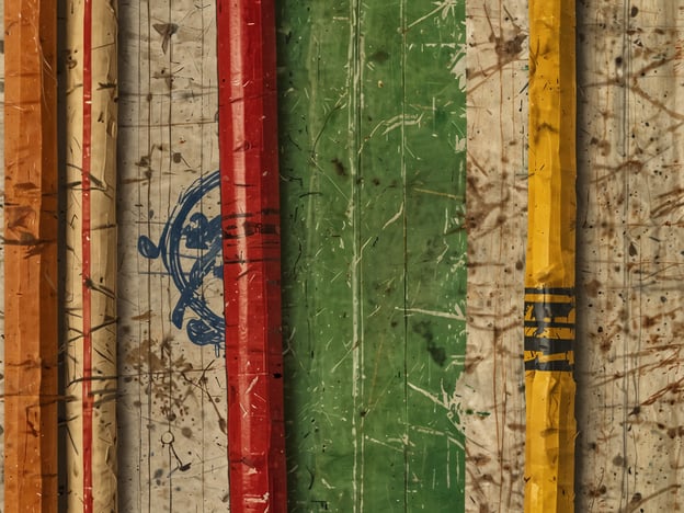 Auf dem Bild sind gestapelte Objekte in verschiedenen Farben zu sehen, die eventuell aus Papier oder Kunststoff bestehen. Die Erhaltungsmaßnahmen könnten darin bestehen, die Objekte vor direkter Sonneneinstrahlung, Feuchtigkeit und mechanischen Schäden zu schützen, um ihre Lebensdauer zu verlängern.Herausforderungen beim Erhalt könnten die Ansammlung von Schmutz und Staub sowie die Beeinträchtigung durch Umwelteinflüsse wie Luftfeuchtigkeit und Temperaturschwankungen sein, die zu Verfärbungen oder Materialverschlechterung führen können.
