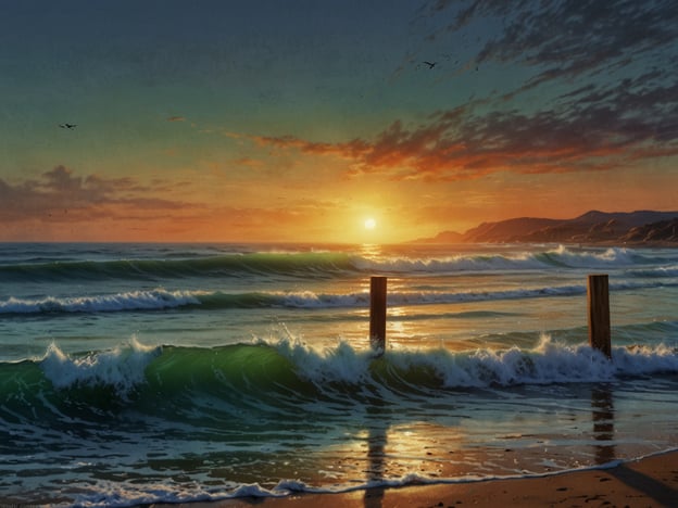 Auf dem Bild ist ein wunderschöner Sonnenuntergang über einem Meer mit sanften Wellen zu sehen. Die Atmosphäre wirkt sehr friedlich und einladend, perfekt für einen Surfausflug.In La Libertad gibt es einige beliebte Surfspots, die möglicherweise in einer ähnlichen Kulisse zu finden sind, wie zum Beispiel:1. **El Tunco** – Bekannt für seine konstanten Wellen und eine lebendige Surfkultur.2. **Las Flores** – Beliebt bei erfahrenen Surfern wegen seiner anspruchsvollen Wellen.3. **Punta Roca** – Ein legendärer Spot für Hochleistungs-Surfen, vor allem bei Wettbewerben.Diese Orte ziehen viele Surfer an, die die perfekten Wellen und die atemberaubende Aussicht genießen möchten.