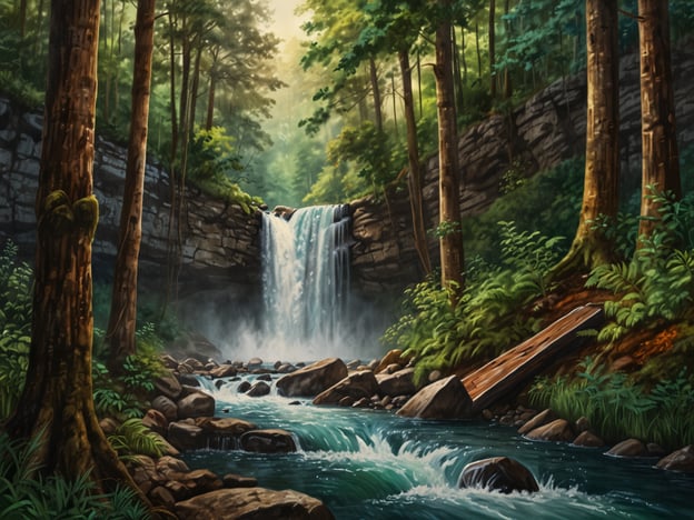 Auf dem Bild ist eine malerische Wasserfalllandschaft zu sehen. Die Umgebung ist von üppigem, grünem Wald geprägt, mit hohen Bäumen und dichten Pflanzen. Der Wasserfall stürzt in ein klares, sprudelndes Gewässer, das von großen Steinen und Felsen umgeben ist.In der Region rund um Perquín, einem malerischen Ort in El Salvador, können Besucher ähnliche Naturschönheiten erleben. Der Ort ist bekannt für seine spektakulären Wasserfälle, Wanderwege und die Möglichkeit, die üppige Flora und Fauna zu genießen. Aktivitäten wie Wandern, Schwimmen in natürlichen Becken und Erkundung der umliegenden Natur machen die Gegend zu einem beliebten Ziel für Naturliebhaber und Abenteuerlustige.