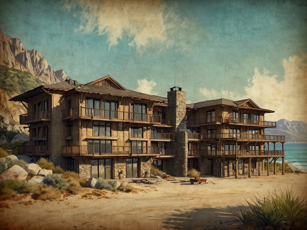 Auf dem Bild ist ein malerisches Gebäude zu sehen, das an einem Strand oder am Wasser liegt. Die Architektur ist rustikal und harmoniert mit der natürlichen Umgebung. Für einen unvergesslichen Aufenthalt könnten folgende Übernachtungsmöglichkeiten in Betracht gezogen werden:1. **Luxuriöse Strandresorts**: Genießen Sie erstklassigen Service, Spa-Behandlungen und atemberaubende Ausblicke auf den Sonnenuntergang.2. **Gemütliche Ferienhäuser**: Ideal für Familien oder Gruppen, wo Sie in einer privaten Umgebung entspannen können.3. **Boutique-Hotels**: Diese bieten oft individuelle Zimmer mit Charme und einem persönlichen Touch.4. **Camping oder Glamping**: Für Naturfreunde, die das Abenteuer suchen und gleichzeitig Komfort schätzen.5. **Wellnesshotels**: Entspannen Sie sich mit Yoga-Kursen und gesundem Essen, während Sie die wunderschöne Umgebung genießen.Egal für welche Option Sie sich entscheiden, der Aufenthalt in solch einer traumhaften Umgebung wird sicherlich unvergesslich sein!