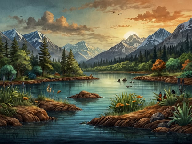 Auf dem Bild ist eine malerische Landschaft mit Bergen, einem ruhigen Gewässer und einem Sonnenuntergang zu sehen. Während diese Szenerie an einen naturnahen Ort erinnert, könnte man sie mit der Vielfalt der Tierarten im Golfo de Jiquilisco vergleichen.Im Golfo de Jiquilisco, einem Biosphärenreservat in El Salvador, gibt es eine reiche Fauna, darunter zahlreiche Vogelarten, Fische, Reptilien und Säugetiere. Zu den bemerkenswerten Tieren zählen das Jabiru, ein großer Storch, und zahlreiche Klappenkraniche. Auch Mangroven, die in dieser Region vorkommen, bieten Lebensräume für verschiedene Fischarten und andere Wasserlebewesen.Diese Artenvielfalt macht den Golfo de Jiquilisco zu einem wichtigen Ökosystem, das sowohl für die lokale Bevölkerung als auch für den Naturschutz von großer Bedeutung ist.