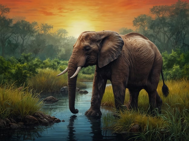 Auf dem Bild ist ein Elefant in einer natürlichen Umgebung zu sehen, umgeben von Wasser und grünen Pflanzen. Diese majestätischen Tiere sind jedoch stark durch verschiedene Bedrohungen gefährdet.Die Abholzung der Wälder reduziert ihren Lebensraum, wodurch sie gezwungen sind, sich in kleinere Gebiete zurückzuziehen. Wilderei, vor allem wegen des Elfenbeins, stellt eine massive Bedrohung dar und führt zu einem schnellen Rückgang der Populationen. Zudem beeinträchtigen Klimawandel und extreme Wetterereignisse ihre Lebensräume, was die Verfügbarkeit von Wasser und Nahrungsressourcen verringert.All diese Faktoren zusammen haben schwerwiegende Auswirkungen nicht nur auf den Elefanten, sondern auch auf das gesamte Ökosystem, da diese Tiere eine wichtige Rolle bei der Aufrechterhaltung ihrer Umgebung spielen.