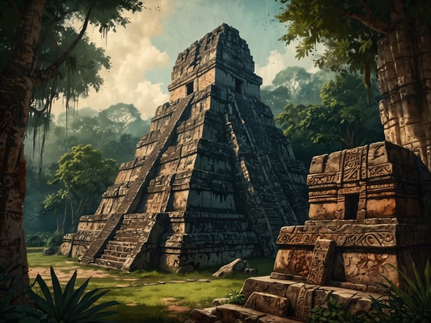 Auf dem Bild ist eine beeindruckende Maya-Pyramide zu sehen, die von dichten Dschungelpflanzen umgeben ist. Dies erinnert an die archäologischen Stätten wie Uaxactún und Tikal.Tikal ist bekannt für seine monumentalen Tempel und die große Anzahl an gut erhaltenen Ruinen, die eine bedeutende Rolle in der Maya-Zivilisation spielten. Uaxactún hingegen ist kleiner und weniger bekannt, bietet aber ebenfalls faszinierende Strukturen und war ein wichtiges Zentrum für astronomische Beobachtungen. Während Tikal oft von Touristen besucht wird, ist Uaxactún eher ein verstecktes Juwel, das einen Einblick in die weniger erforschten Aspekte der Maya-Kultur gibt.Beide Stätten spiegeln die beeindruckende Baukunst und die kulturellen Leistungen der Maya wider, jedoch variiert ihre Bekanntheit und Erschlossenheit stark.