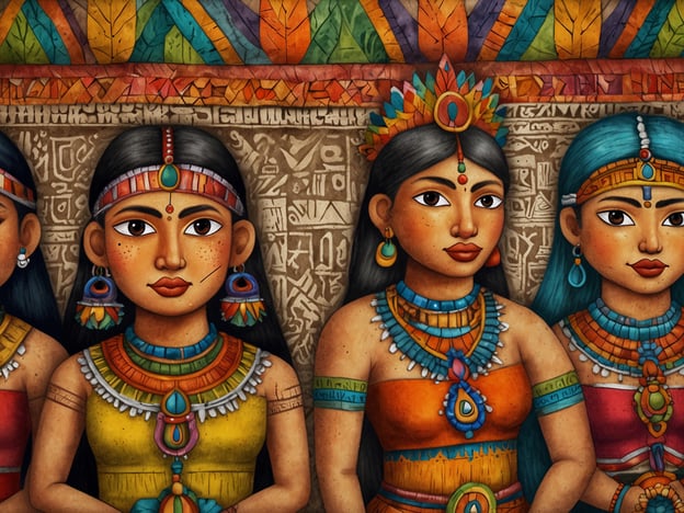 Auf dem Bild sind mehrere Frauen abgebildet, die traditionelle Kleidung und Schmuck tragen, was auf die kulturellen Traditionen in Rabinal, Guatemala, hinweist. Diese Frauen könnten Teil eines Festes oder einer Zeremonie sein, die die reiche Maya-Kultur feiert.In Rabinal sind farbenfrohe Trachten und ornamentierter Schmuck hervorzuheben, die oft mit besonderen Anlässen verbunden sind. Die Verwendung von lebendigen Farben und komplexen Mustern in der Kleidung spiegelt die Identität und das Erbe der indigenen Maya wider. Traditionelle Feste, wie das Rabinal Achí, sind bedeutende Teile des kulturellen Lebens, in denen Tänze, Musik und Rituale eine zentrale Rolle spielen und dazu dienen, die Gemeinschaft zu stärken und die Geschichte lebendig zu halten.